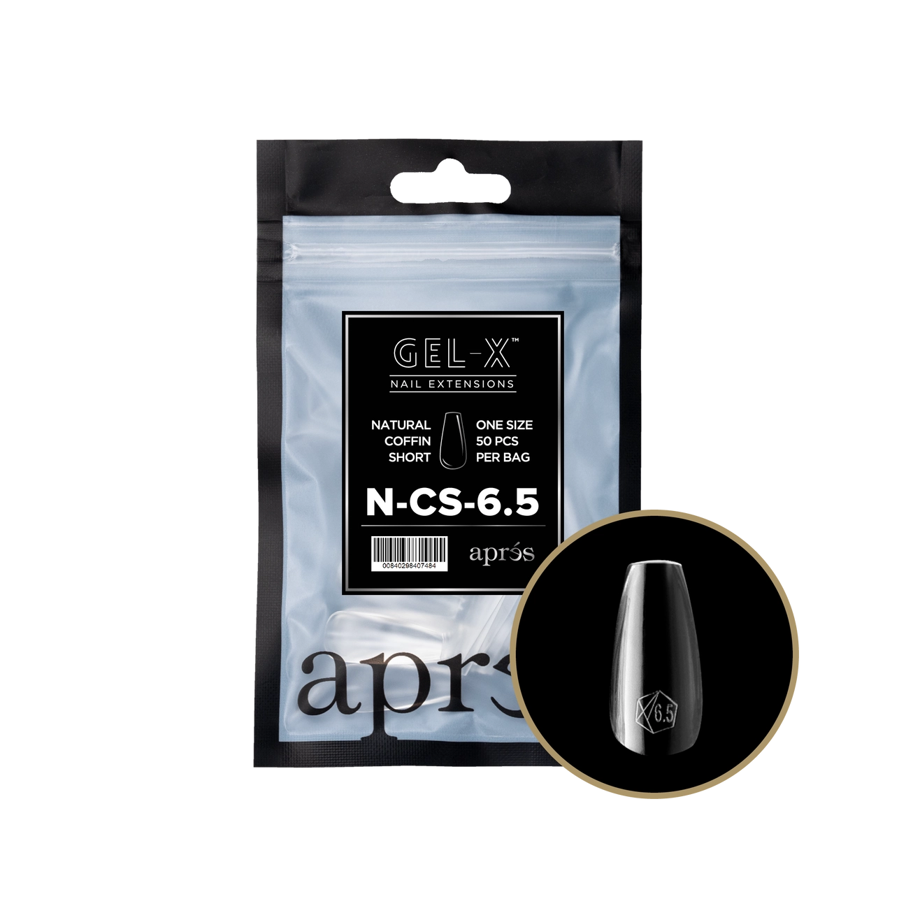 Gel-X® Natural Coffin Short Refill Bag – Size 6.5 (50pcs)