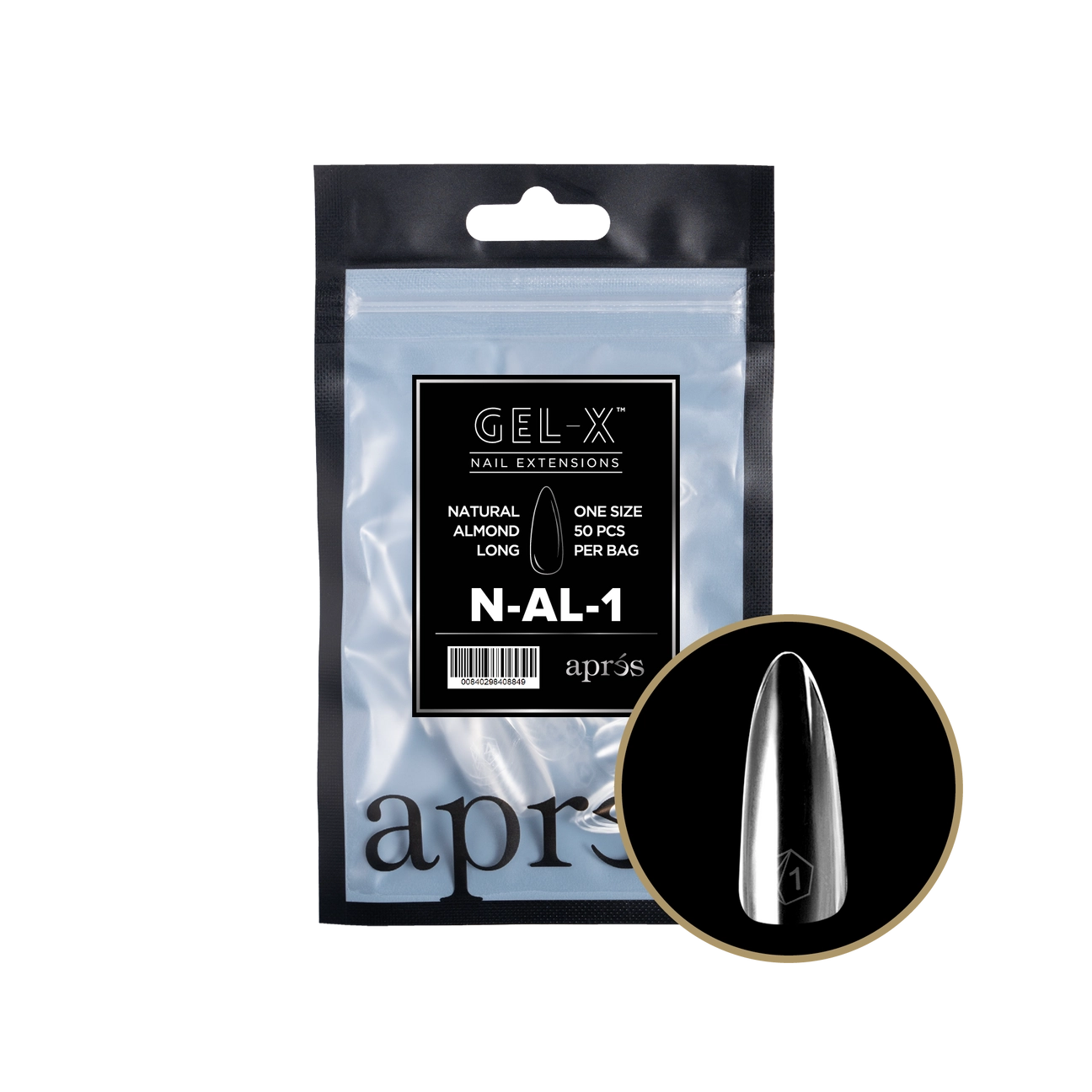Gel-X® Natural Almond Long Refill Bag – Size 1 (50pcs)