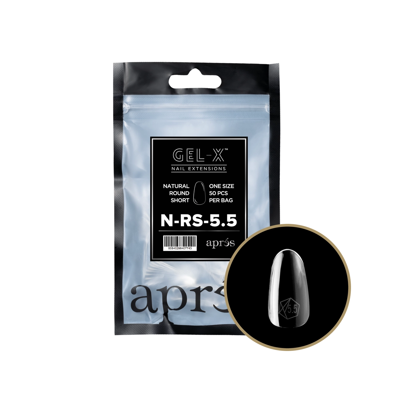 Gel-X® Natural Round Short Refill Bag – Size 5.5 (50pcs)