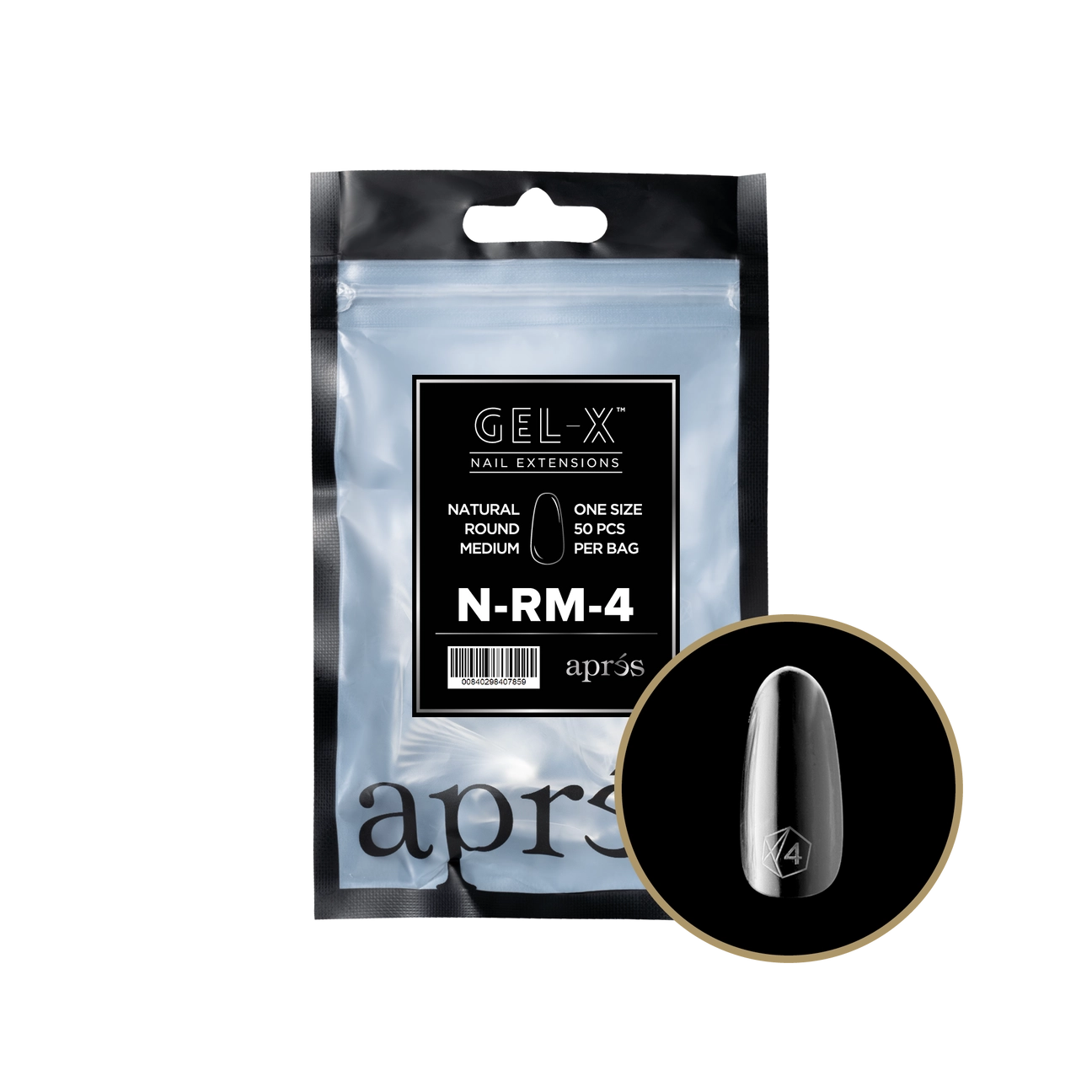 Gel-X® Natural Round Medium Refill Bag – Size 4 (50pcs)