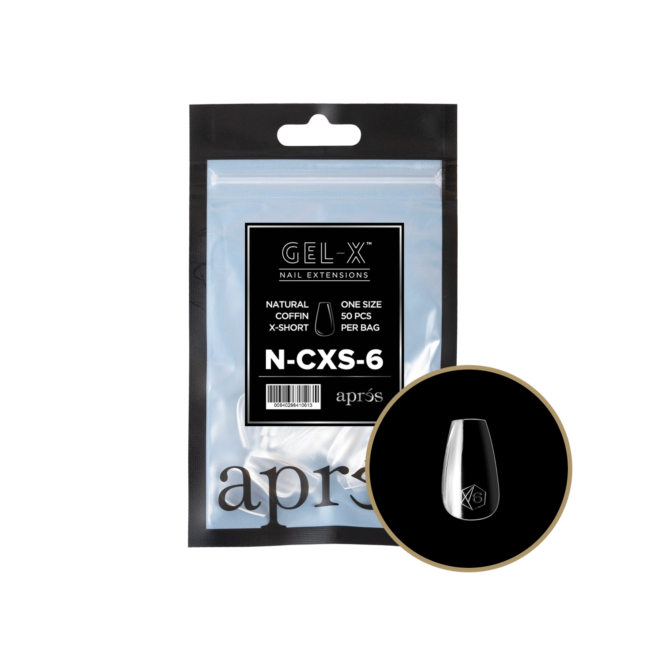 Gel-X® Natural Coffin Extra Short Refill Bag – Size 6 (50pcs)