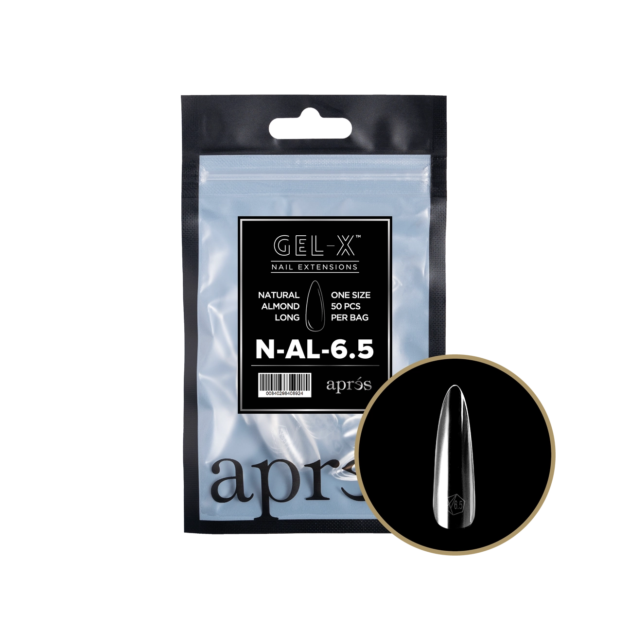 Gel-X® Natural Almond Long Refill Bag – Size 6.5 (50pcs)