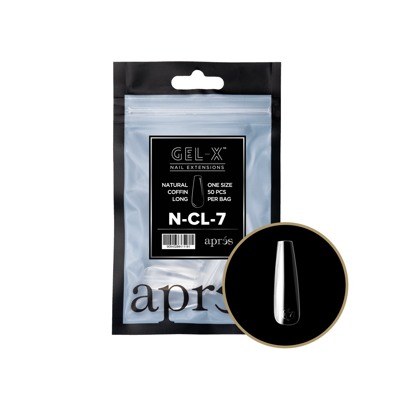 Gel-X® Natural Coffin Long Refill Bag – Size 7 (50pcs)