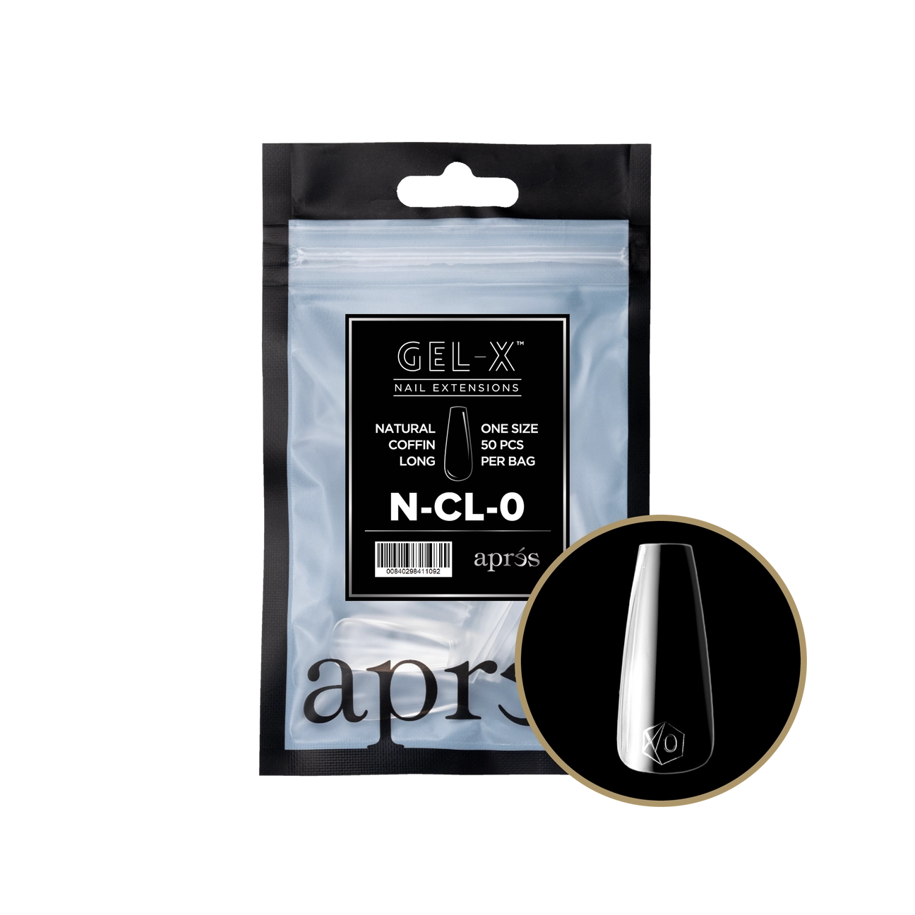 Gel-X® Natural Coffin Long Refill Bag – Size 0 (50pcs)