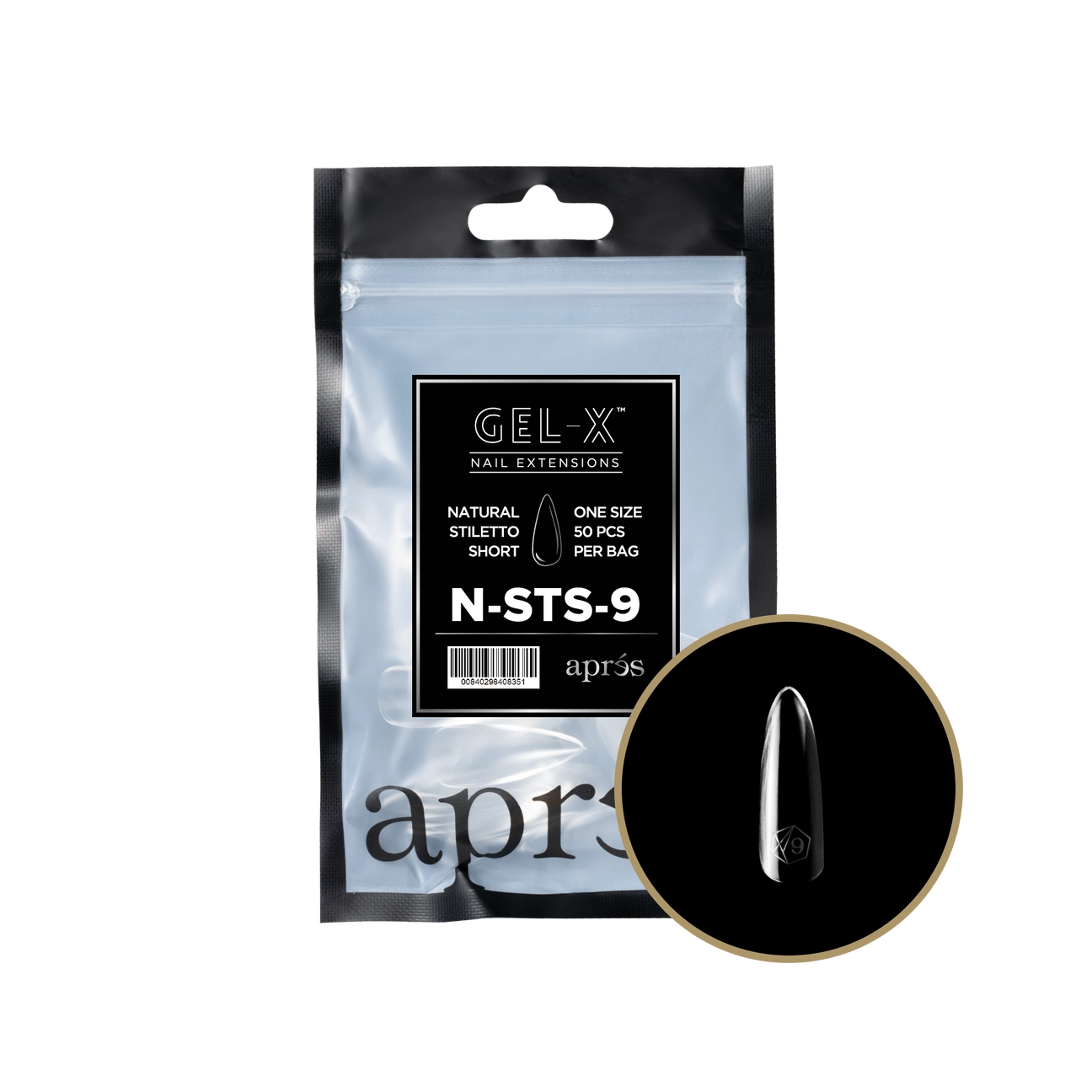 Gel-X® Natural Stiletto Short Refill Bag – Size 9 (50pcs)