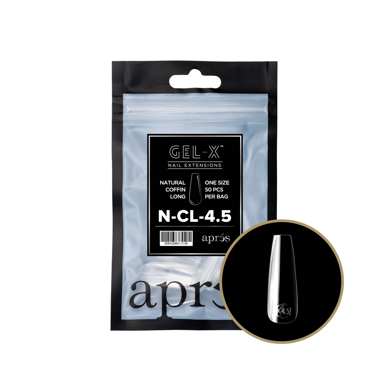 Gel-X® Natural Coffin Long Refill Bag – Size 4.5 (50pcs)