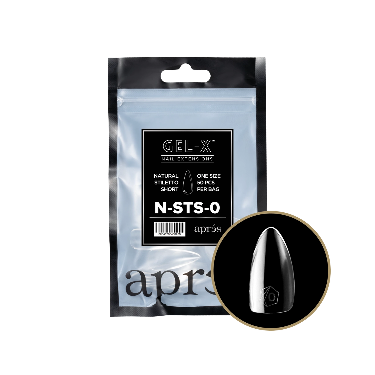 Gel-X® Natural Stiletto Short Refill Bag – Size 0 (50pcs)
