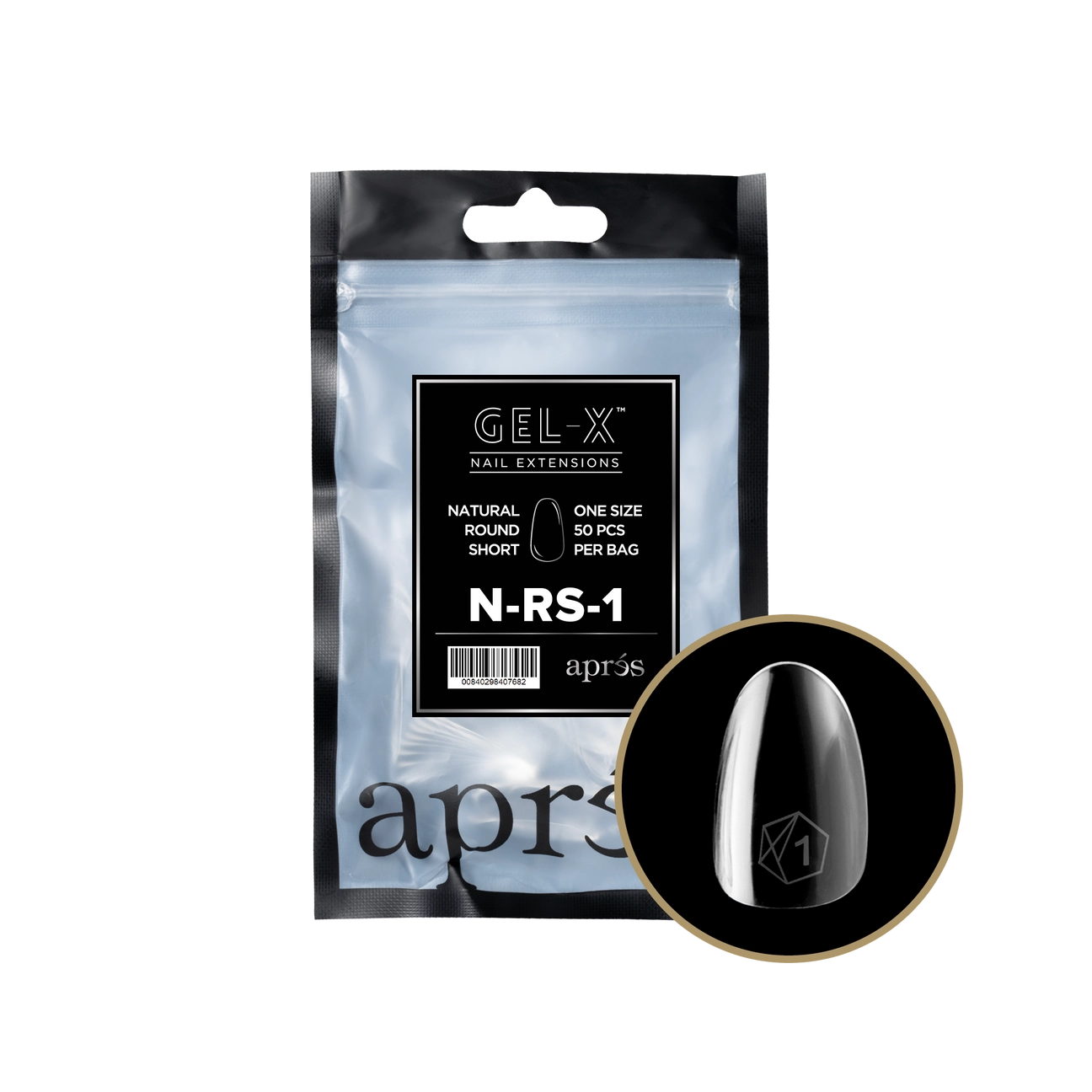 Gel-X® Natural Round Short Refill Bag – Size 1 (50pcs)