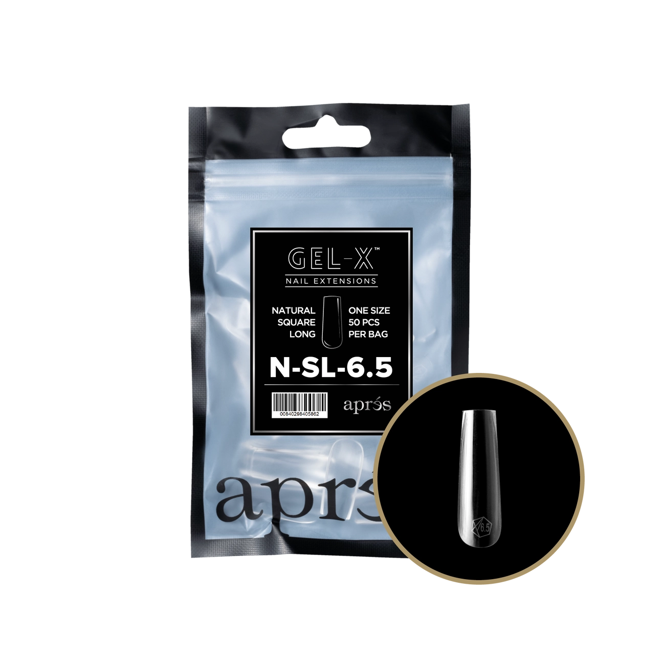 Gel-X® Natural Square Long Refill Bag – Size 6.5 (50pcs)