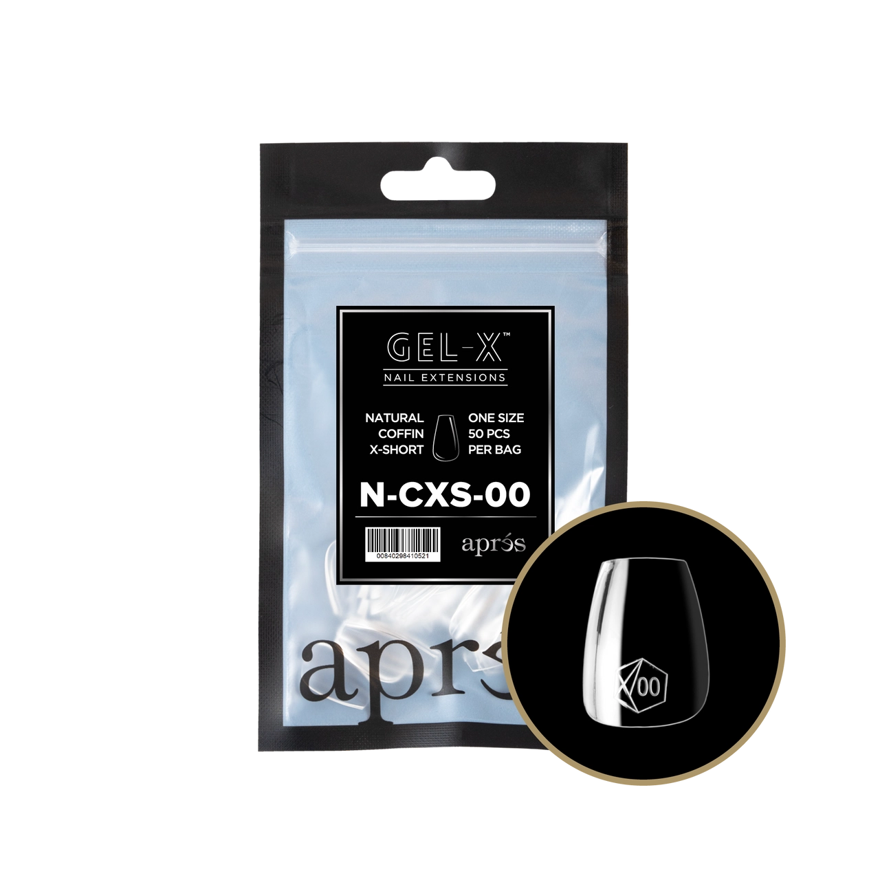 Gel-X® Natural Coffin Extra Short Refill Bag – Size 00 (50pcs)