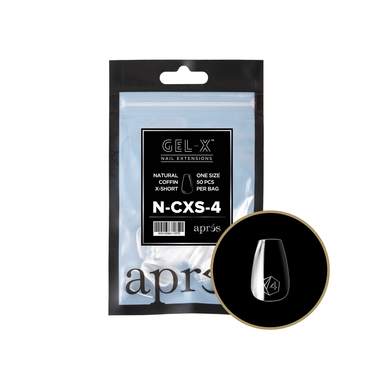 Gel-X® Natural Coffin Extra Short Refill Bag – Size 4 (50pcs)