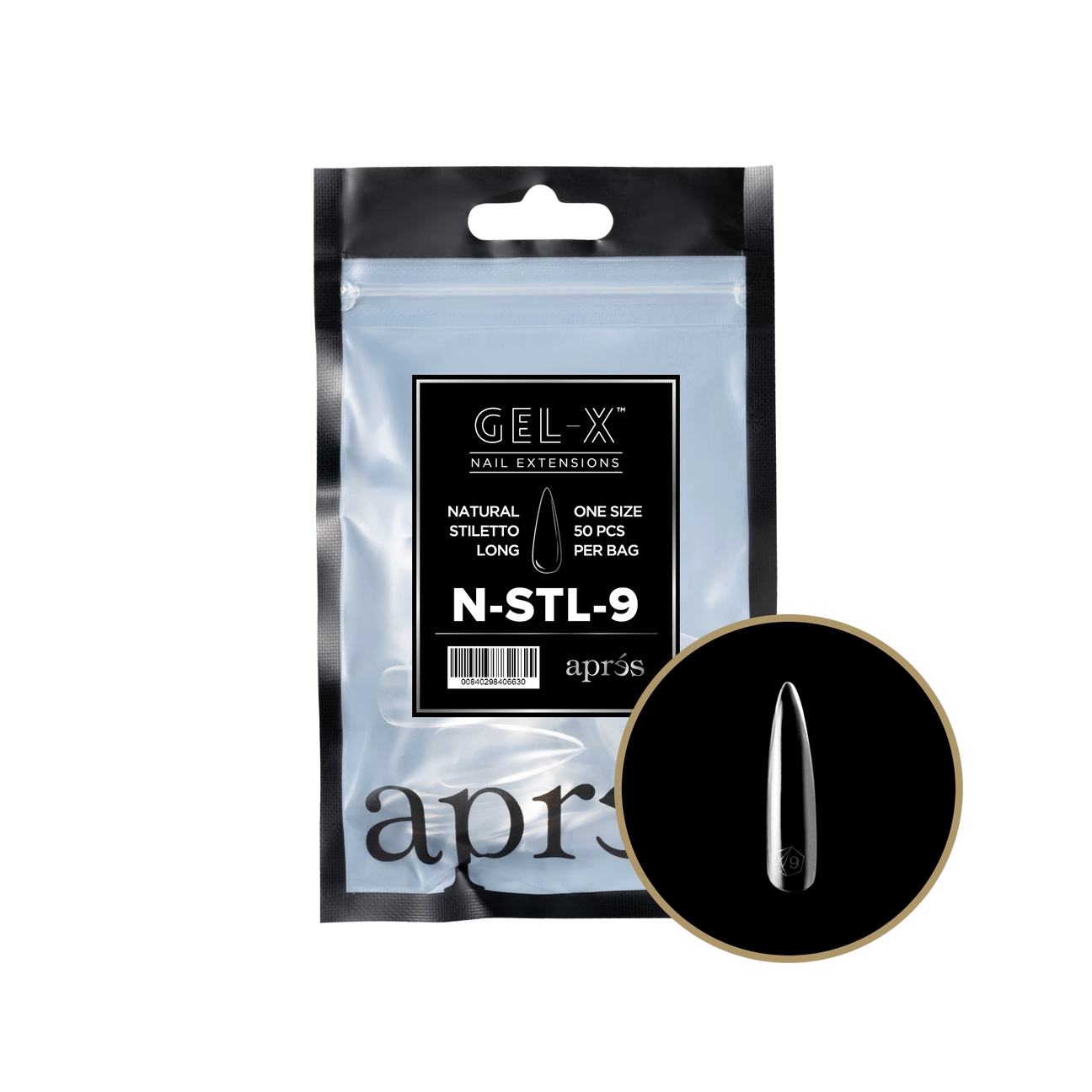 Gel-X® Natural Stiletto Long Refill Bag – Size 9 (50pcs)