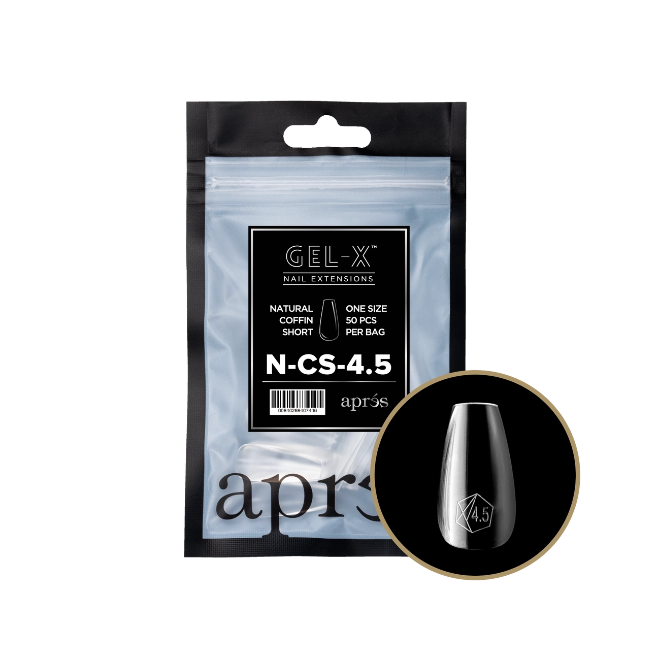 Gel-X® Natural Coffin Short Refill Bag – Size 4.5 (50pcs)