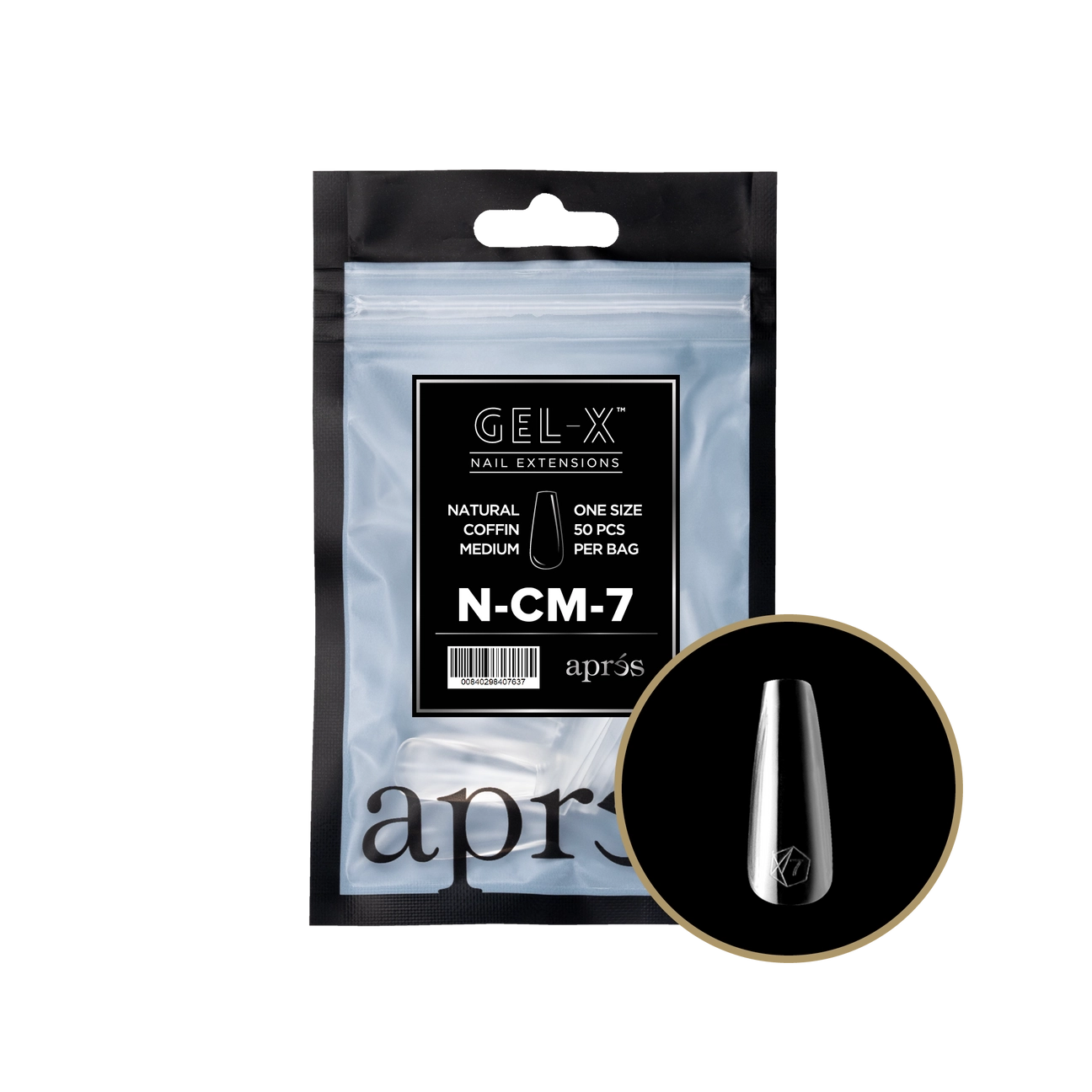 Gel-X® Natural Coffin Medium Refill Bag – Size 7 (50pcs)