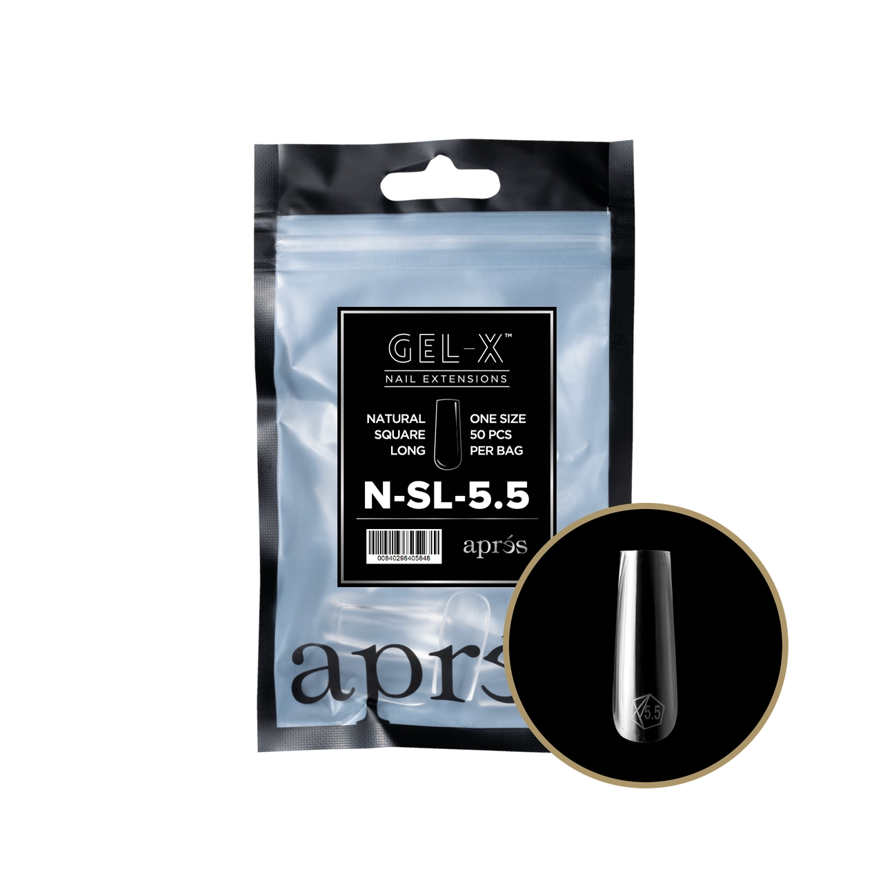 Gel-X® Natural Square Long Refill Bag – Size 5.5 (50pcs)