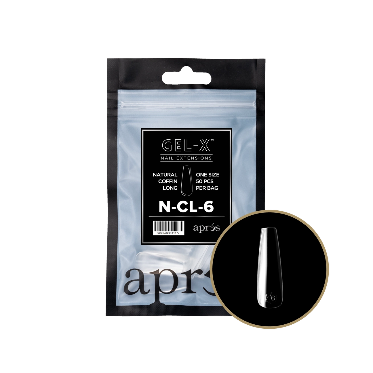 Gel-X® Natural Coffin Long Refill Bag – Size 6 (50pcs)