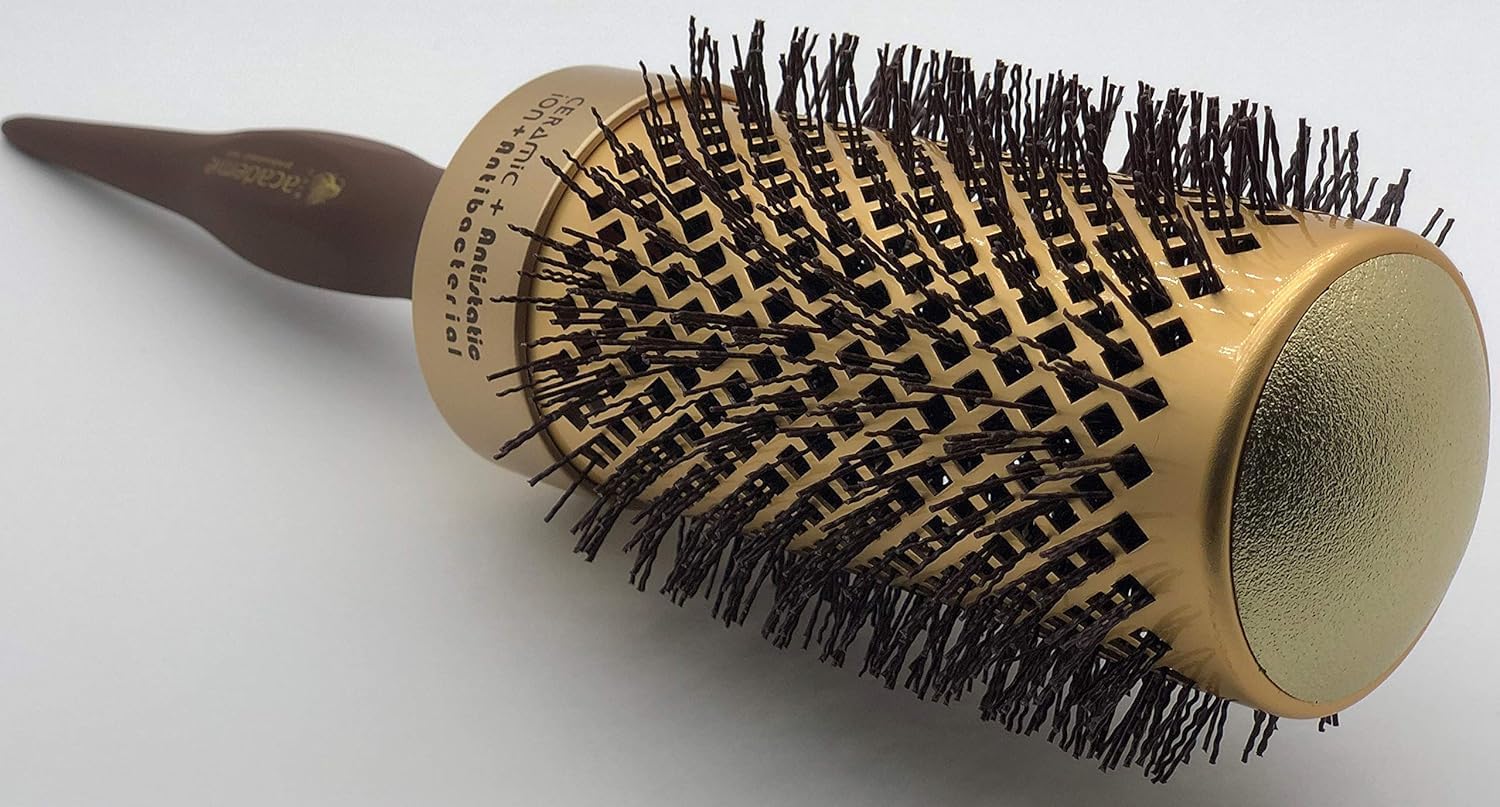 Round Hair Brush – Extra Large 53mm Barrel – Lightweight Gold Styling Tool for Volume and Blow Drying