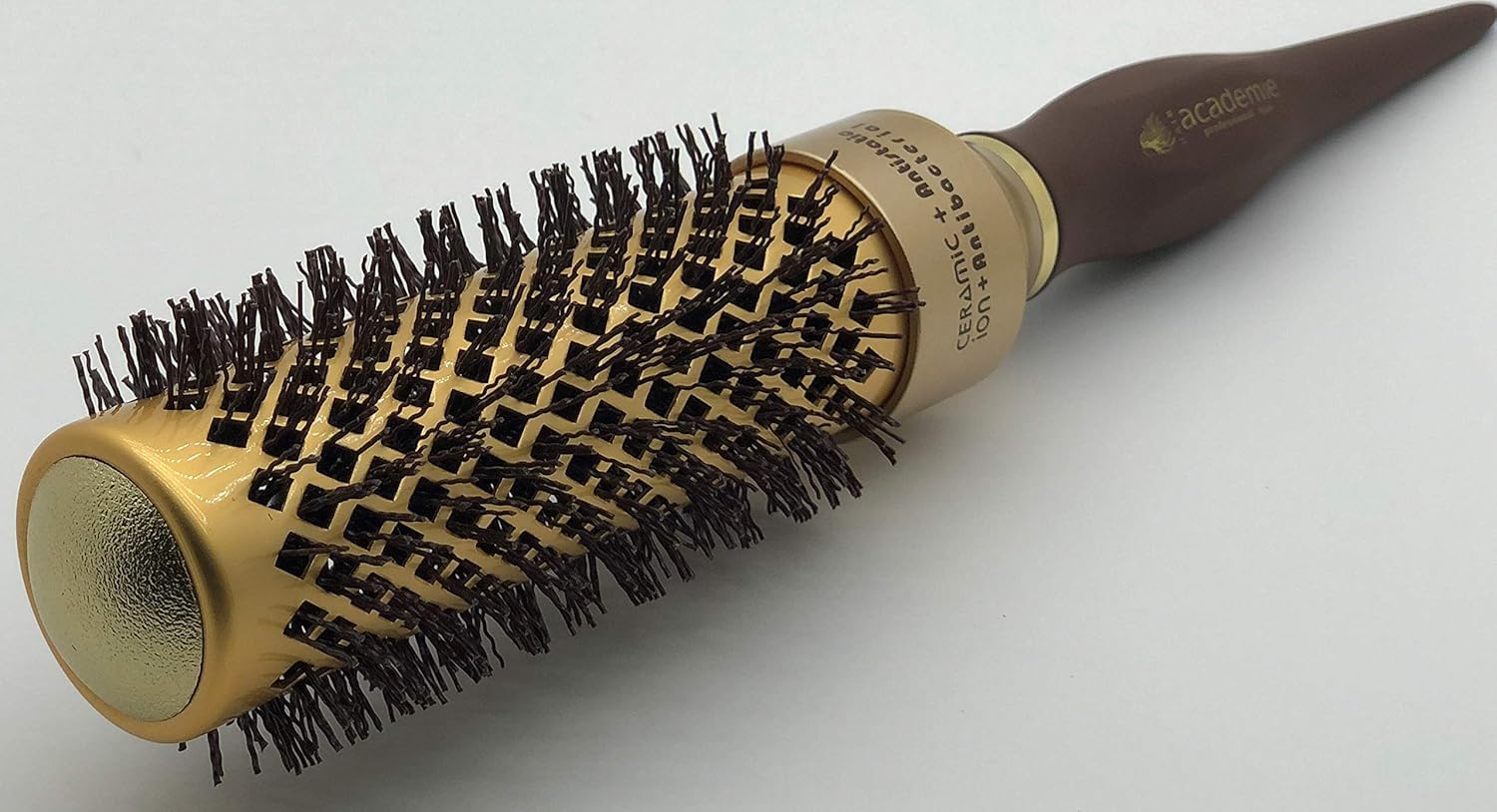 Medium Round Hair Brush 33mm – Gold Blow Dry Styling Brush for Medium-Length Hair