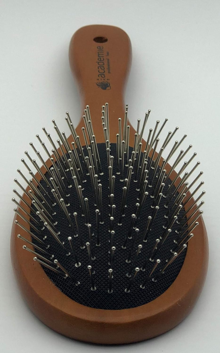 Hair Academie Wooden Round Antystatic Hair Brush with Iron Bristles for Massag