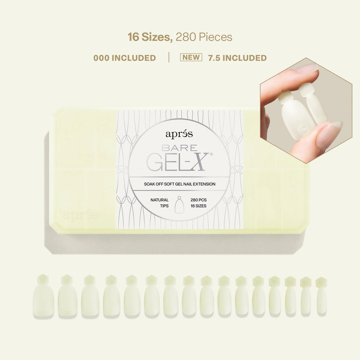 Aprés Bare Gel-X Natural Box of Tips 16 Sizes 280pcs