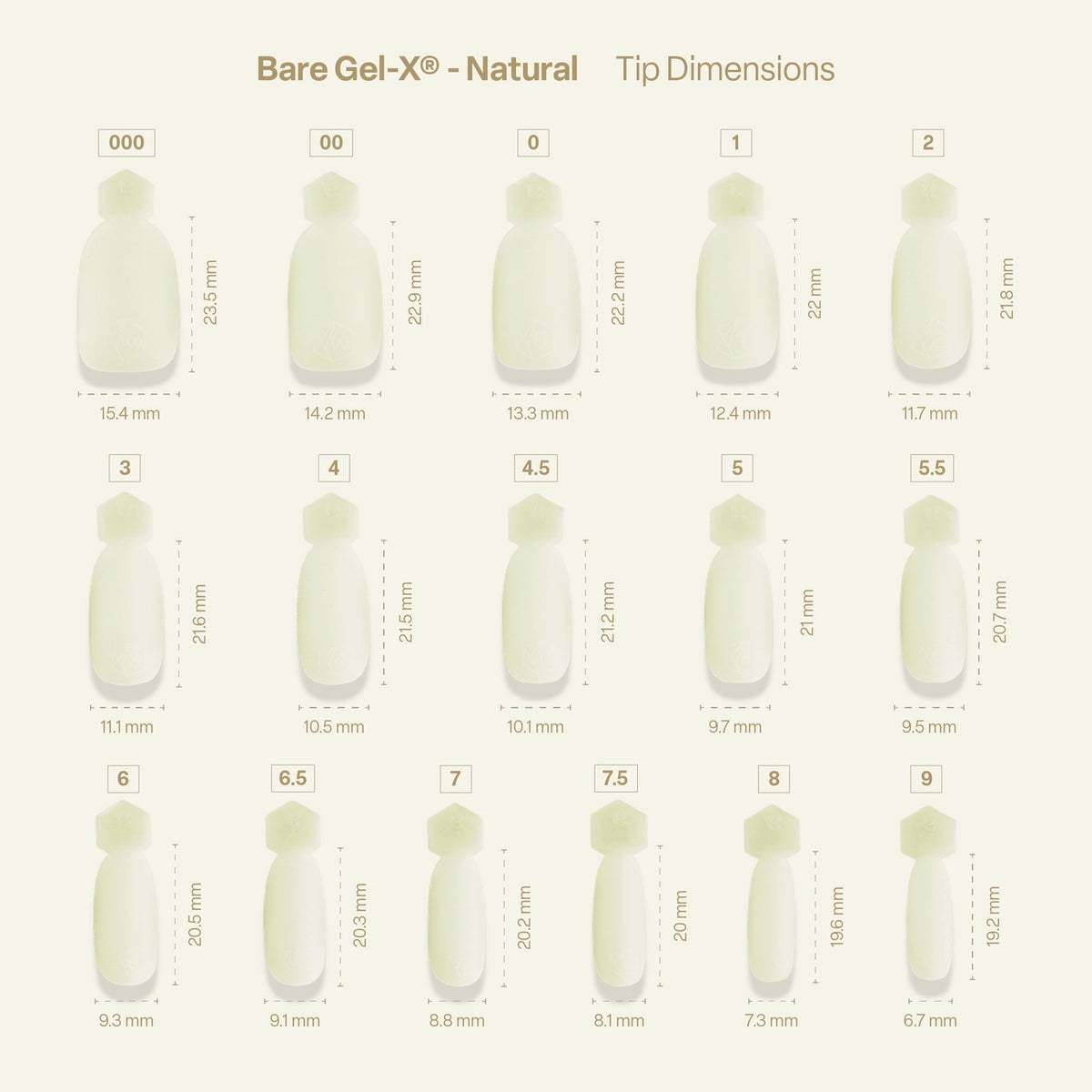 Aprés Bare Gel-X Natural Box of Tips 16 Sizes 280pcs