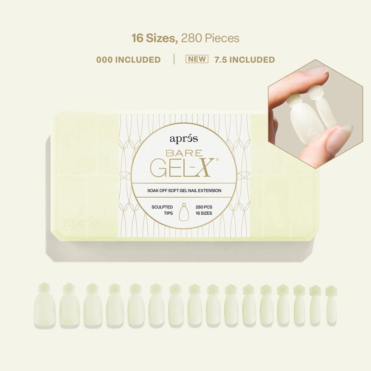 Aprés Bare Gel-X Sculpted Box of Tips 16 Sizes 280pcs