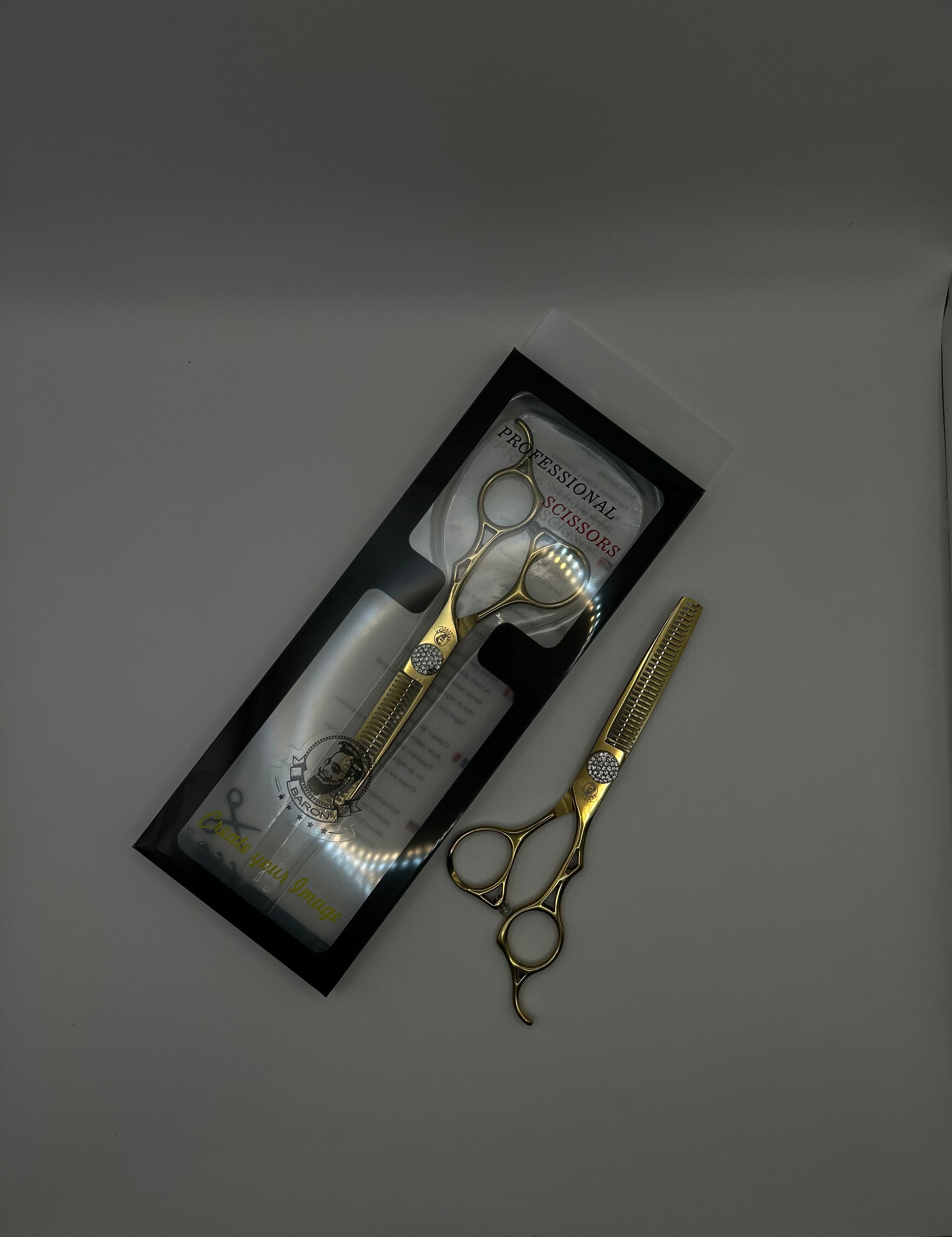 Baron Professional Gold Hair Thinning Scissors – Stainless Steel Texturizing Shears