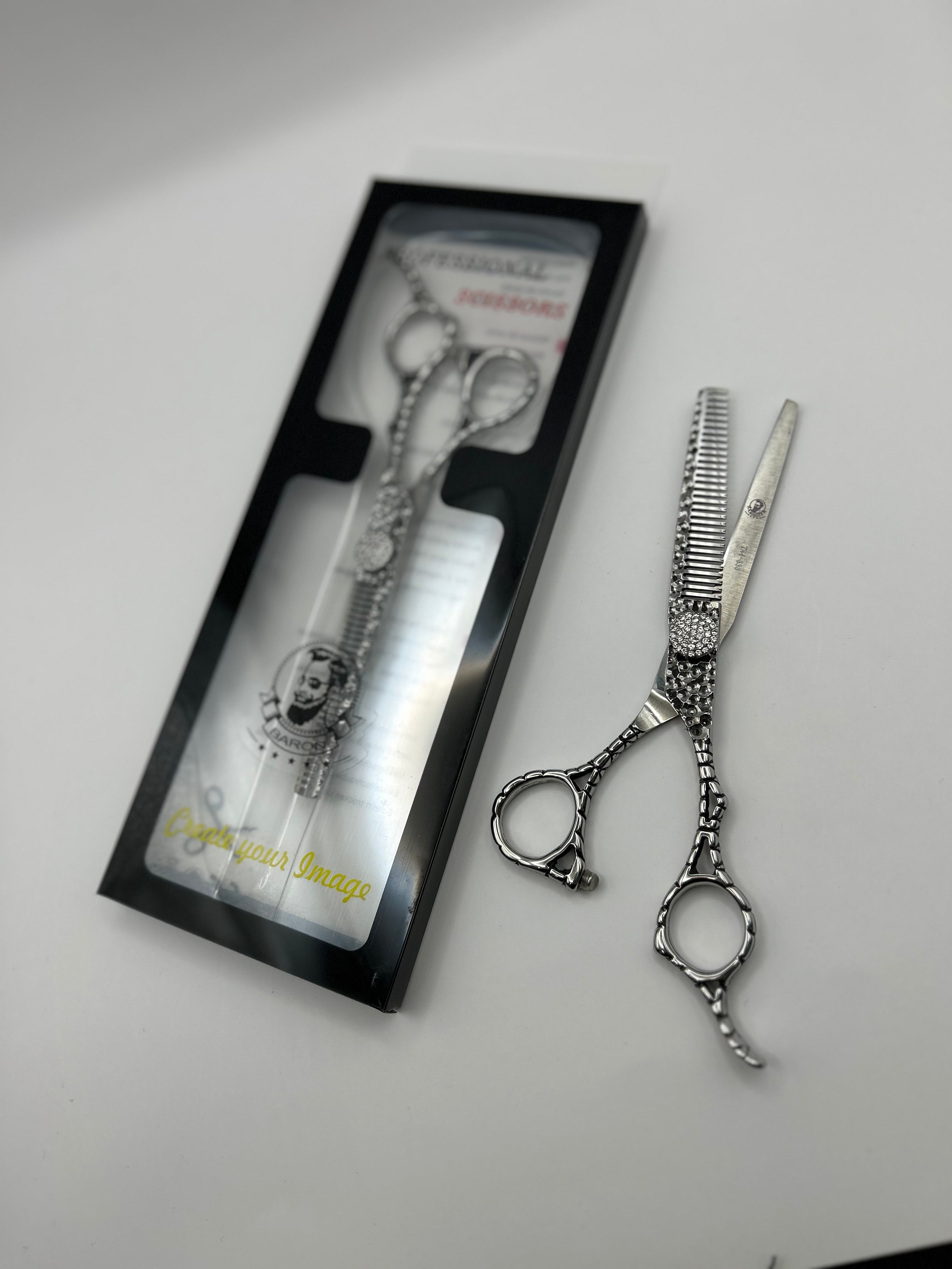 Baron Professional Hair Thinning Scissors – Stainless Steel Texturizing Shears (Silver)