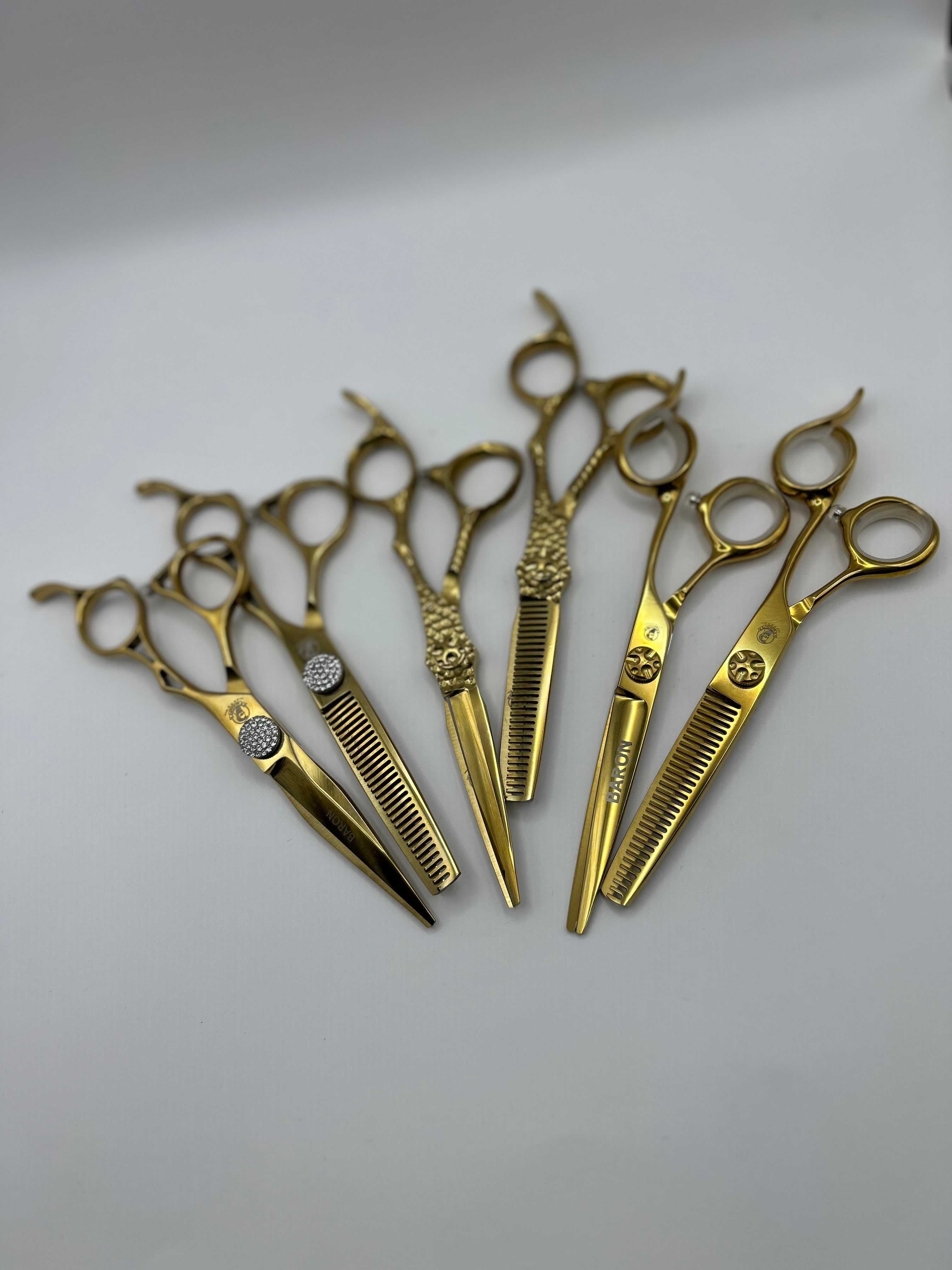 Baron Professional Gold Hair Thinning Scissors – Stainless Steel Texturizing Shears