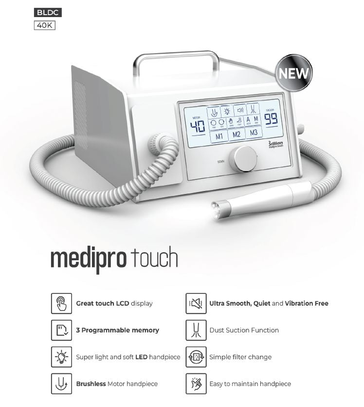 Saeshin Pedicure Drill Machine MediPro TOUCH  40K RPM Brushless with built-in LED vacuum