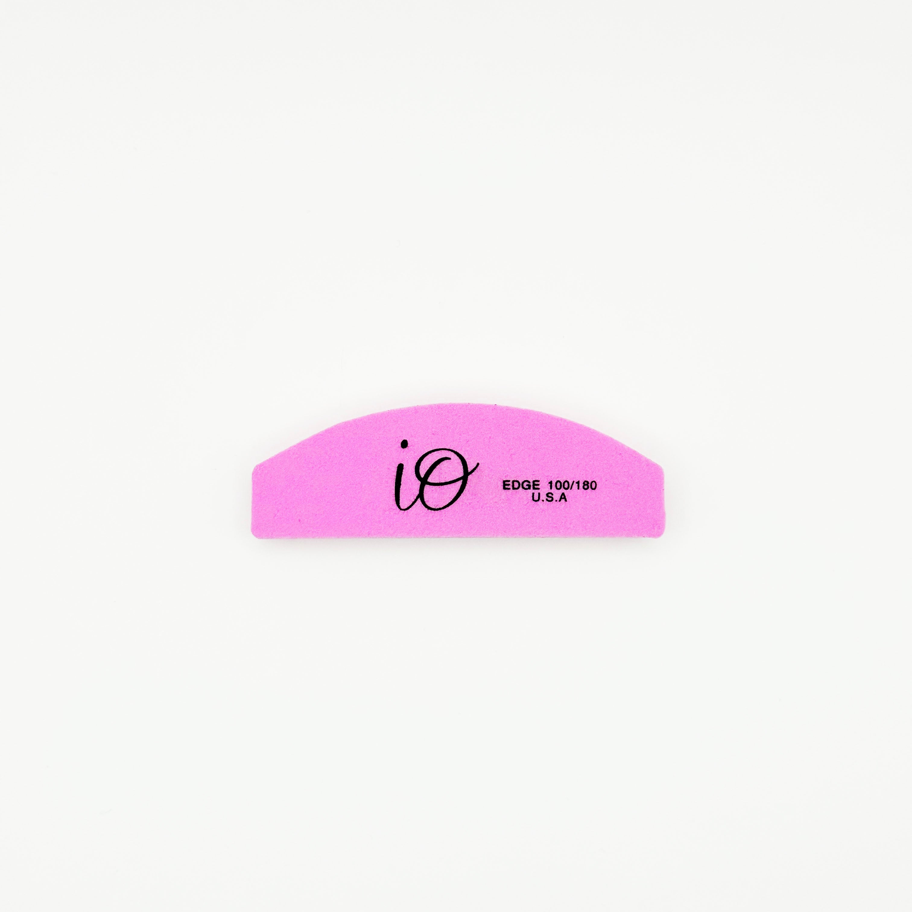 iO Mini Nail File 100/180 Grit – Washable & Disinfectable Half-Moon Emery Board, Pink