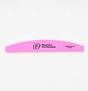iO Professional Nail File 100/180 Grit – Washable & Disinfectable Half-Moon Emery Board, Pink