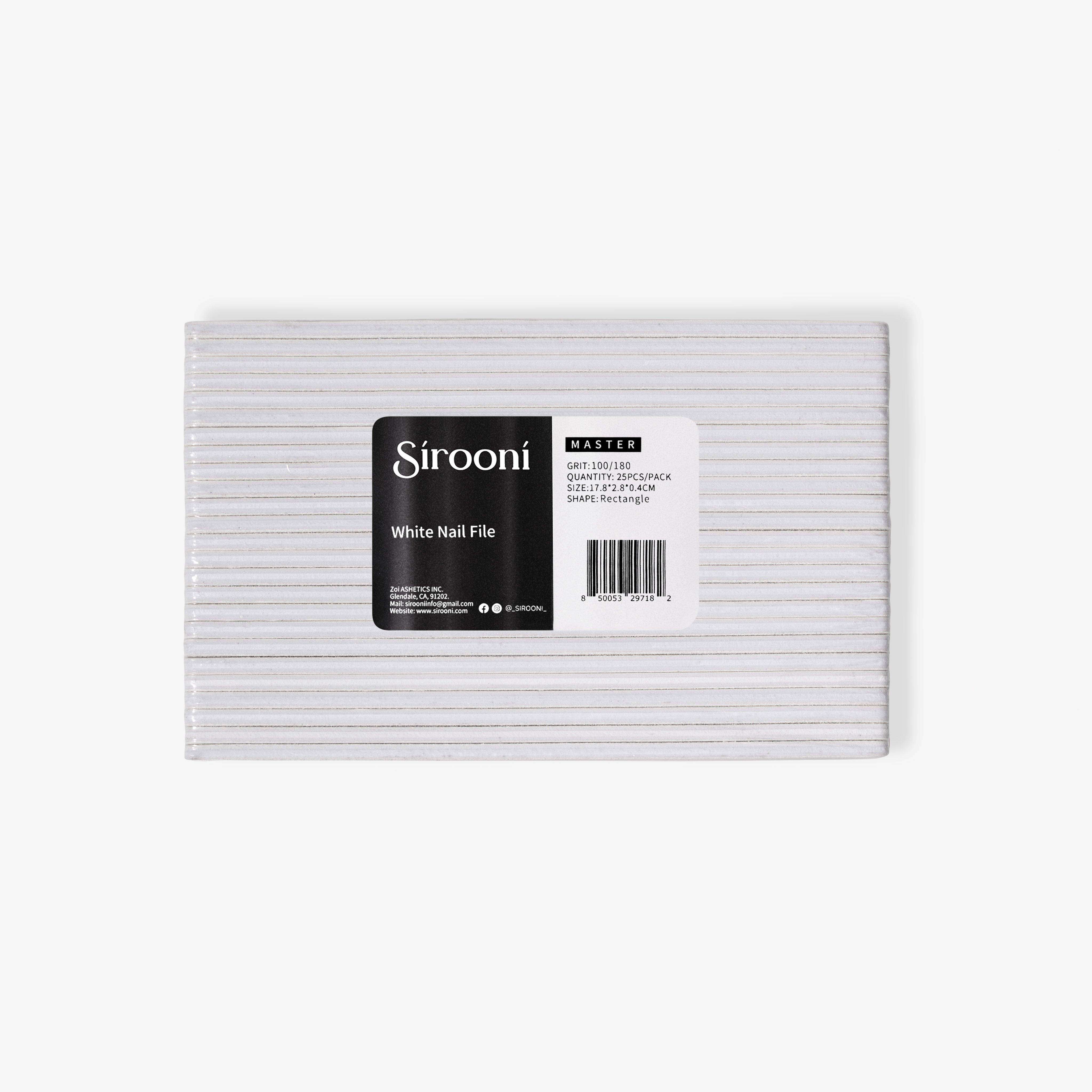 Nail Files Rectangle White - 100/180 & 180/240 Grit, 25 PCS
