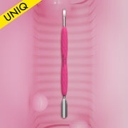 Manicure pusher Gummy with silicone handle UNIQ 10 TYPE 6 (rounded wide pusher and nail cleaner)