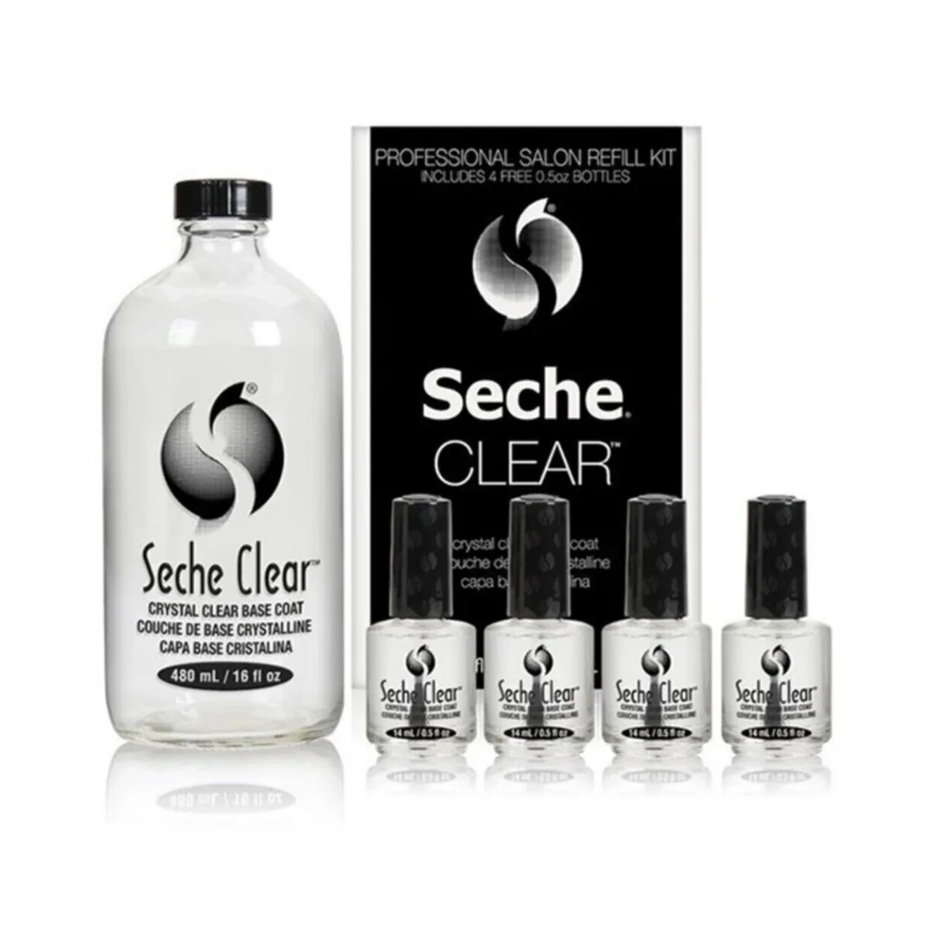 Seche Vite Clear Crystal Base Coat (nail/base/4x14ml + nail/base/480ml)