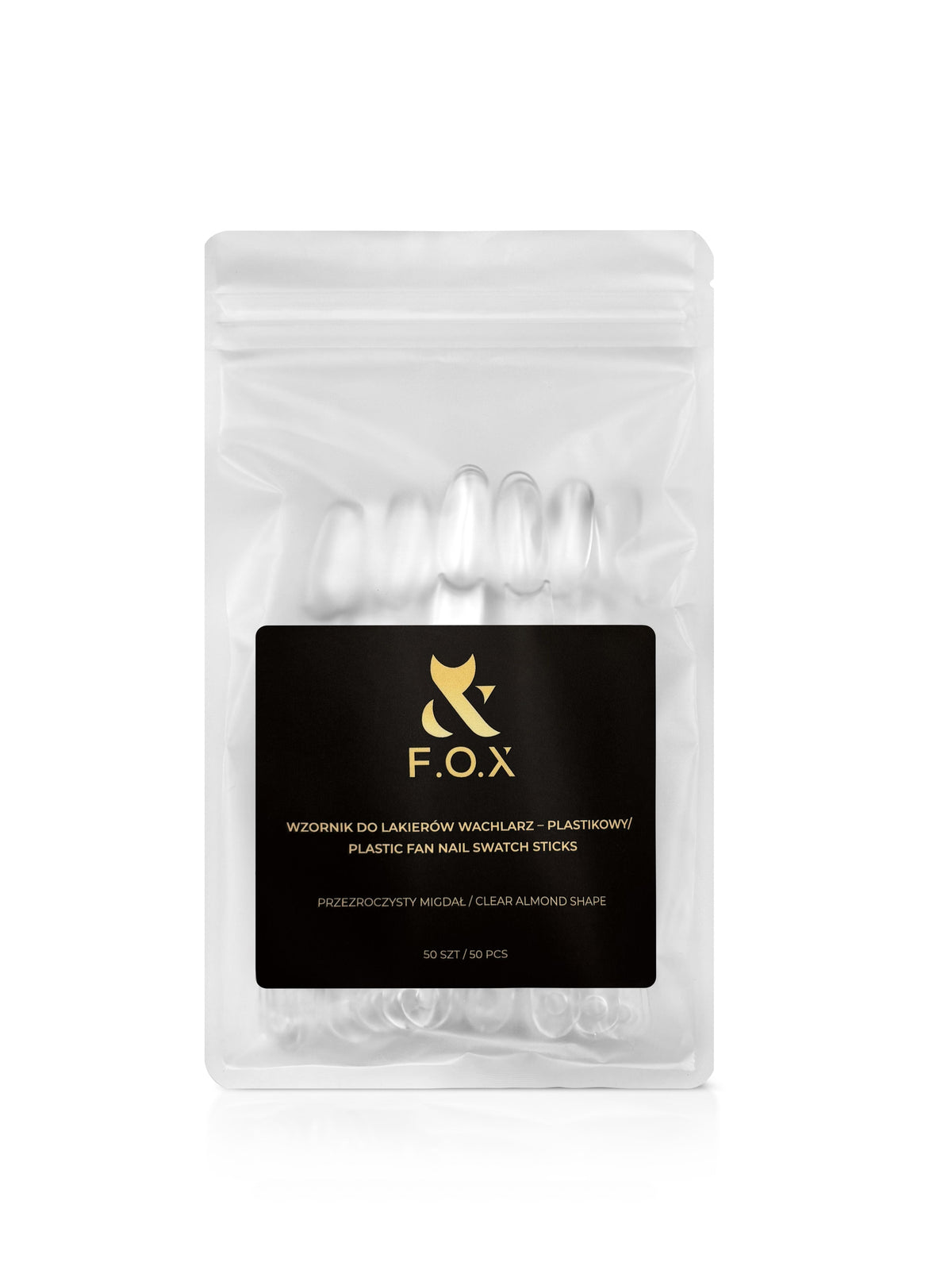F.O.X Clear Almond Nail Swatch Sticks 50 pcs