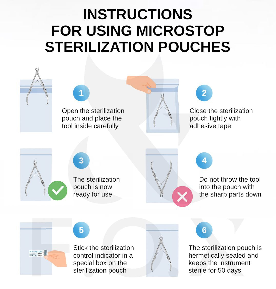 MicroStop ECO Dry Heat Sterilization Pouches with class 4 indicator Kraft Bags 60x100 mm (100 pcs)