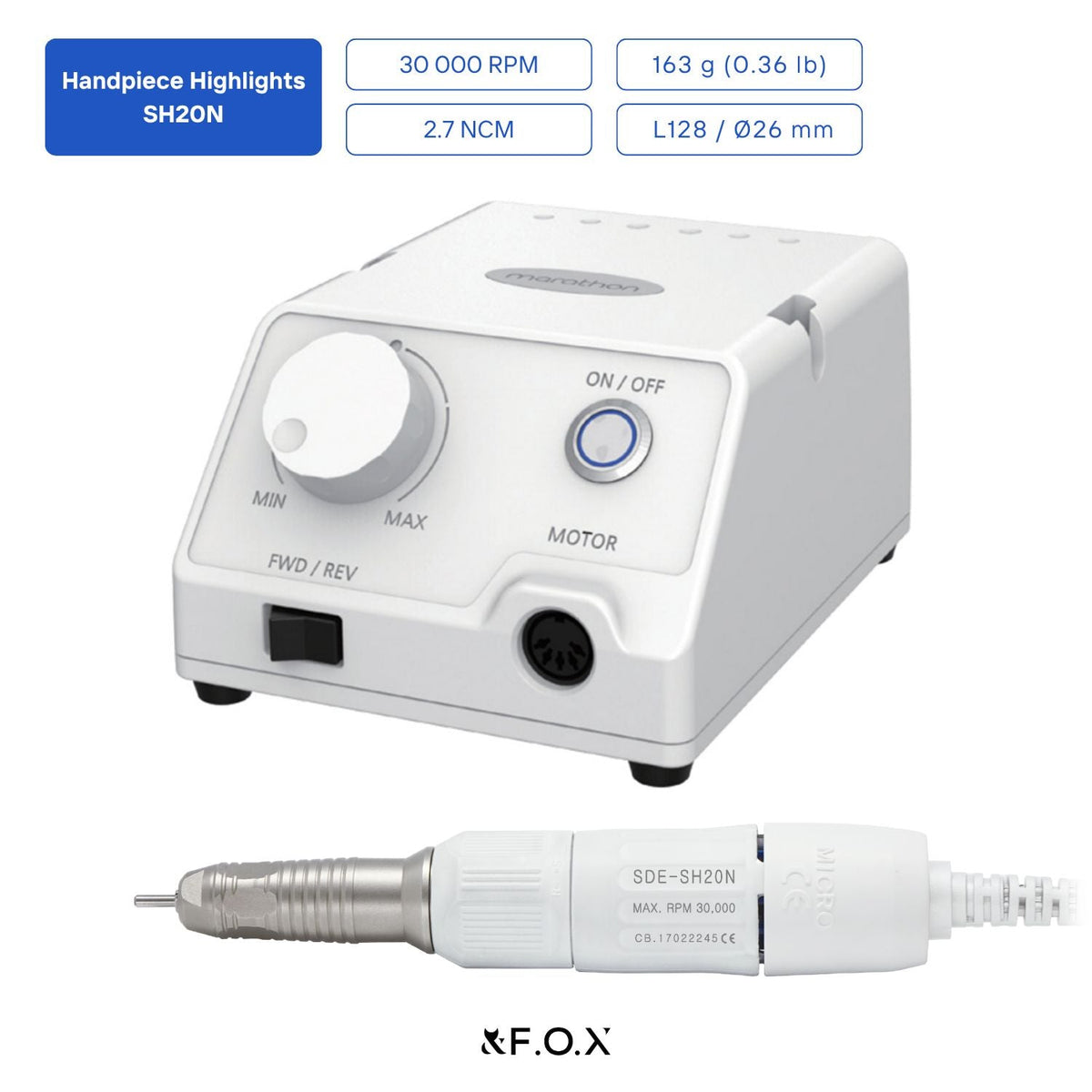 Saeyang Escort III SH20N 30k RPM Original E-File Nail Drill Machine Marathon