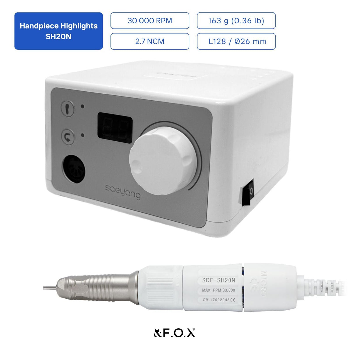 Saeyang Marathon K35 + SH20N 30k RPM — Original E-File Nail Drill Machine
