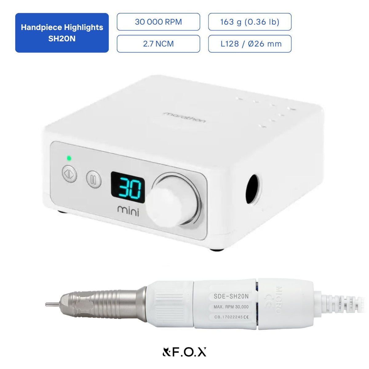Saeyang Marathon K35 Mini + SH20N 30k RPM — Original E-File Nail Drill Machine