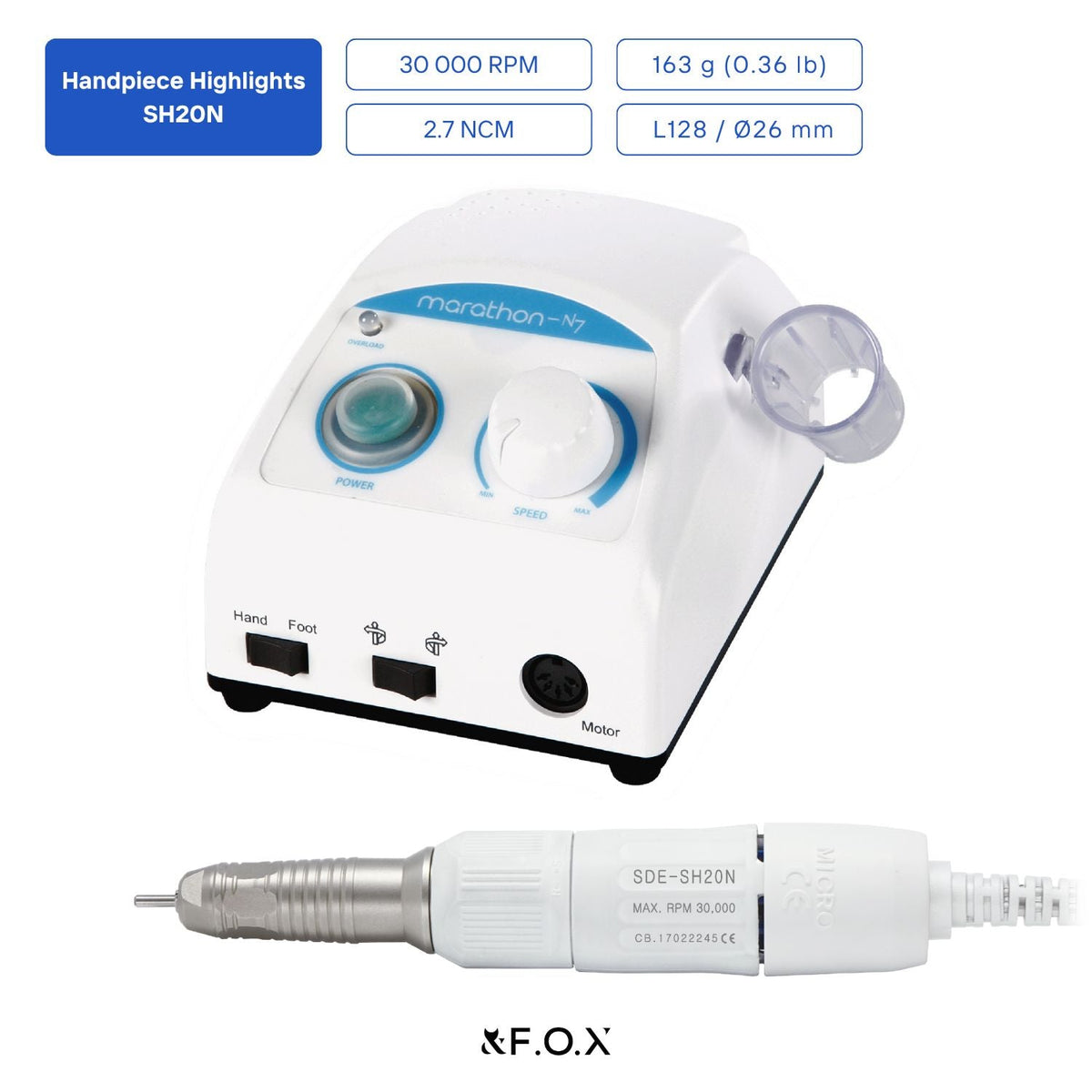 Saeyang Marathon-N7 + SH20N 30k RPM — Original E-File Nail Drill Machine