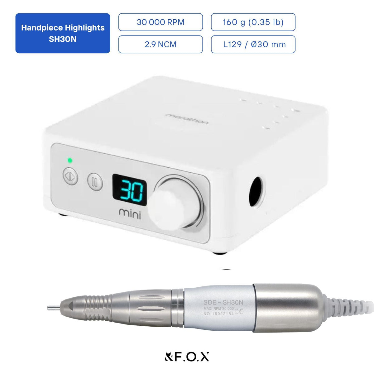 Saeyang Marathon K35 Mini + SH30N 30k RPM — Original E-File Nail Drill Machine