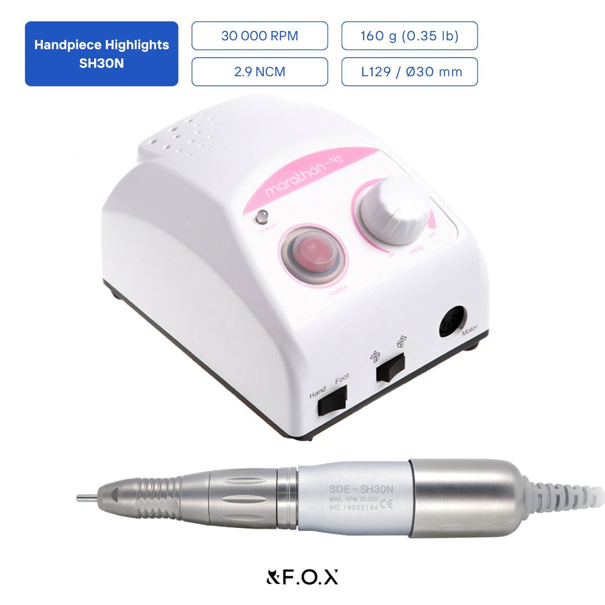 Saeyang Marathon N2 + SH30N 30k RPM - Original E-File Nail Drill Machine