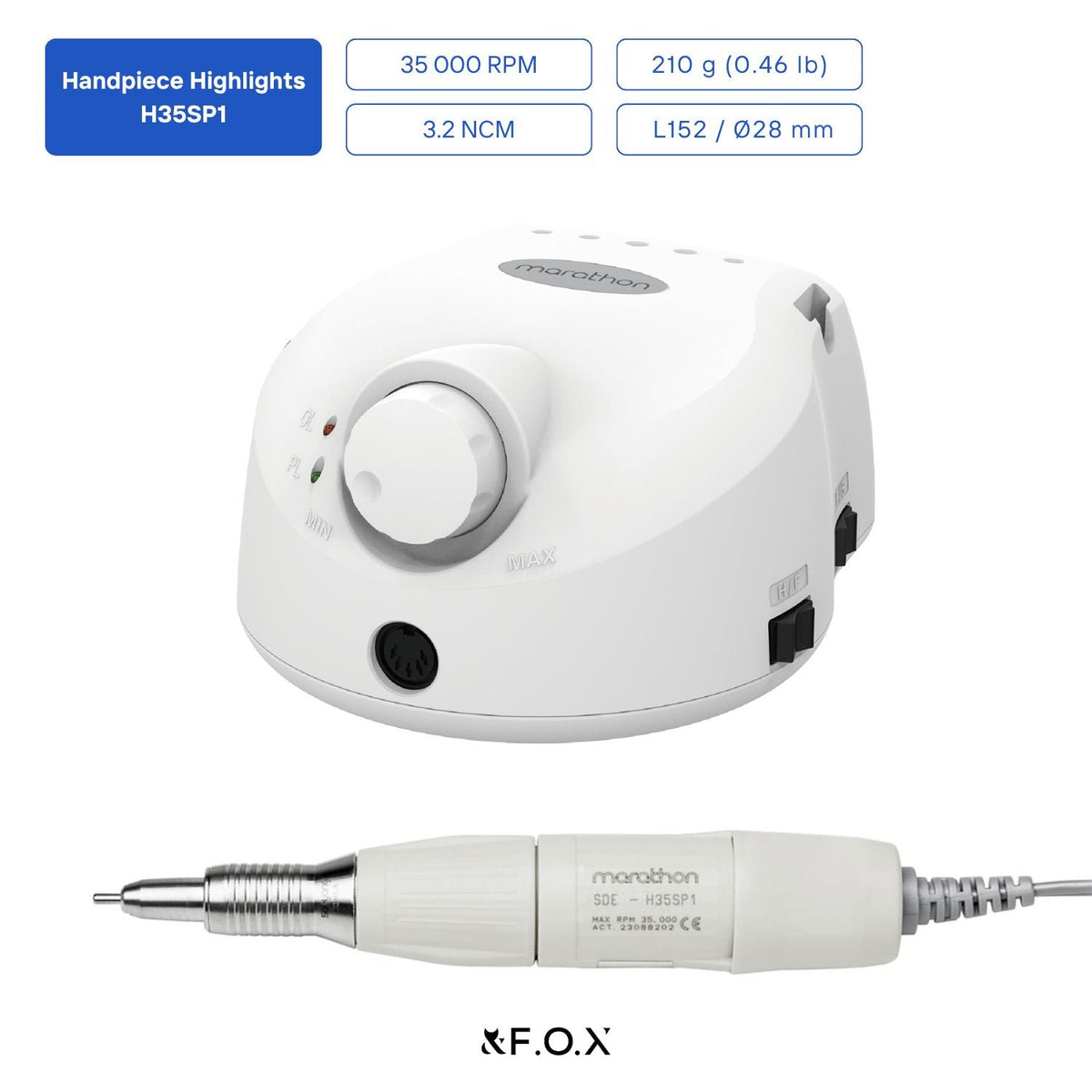Saeyang ESCORT II PRO +H35SP1 35k RPM — Original E-File Nail Drill Machine