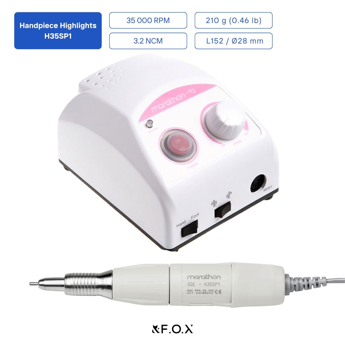 Saeyang Marathon N2 + H35SP1 35k RPM - Original E-File Nail Drill Machine