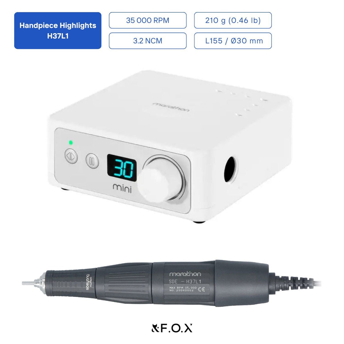 Saeyang Marathon K35 Mini + H37L1 35k RPM — Original  E-File Nail Drill Machine