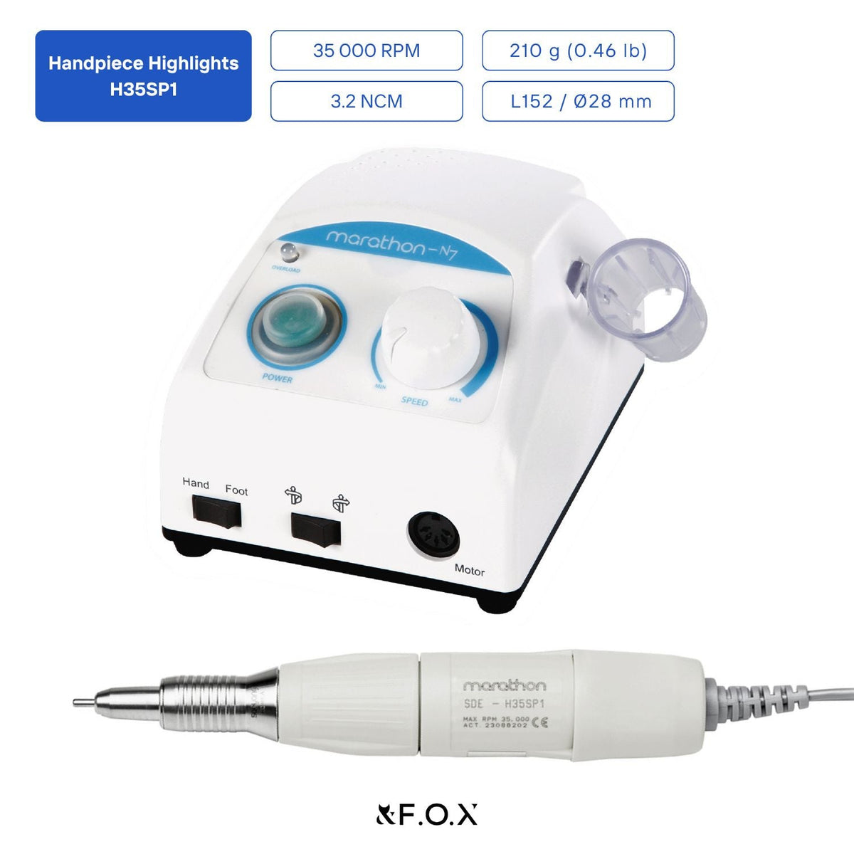 Saeyang Marathon-N7 + H35SP1 35k RPM — Original E-File Nail Drill Machine