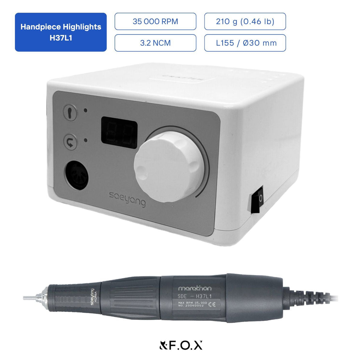 Saeyang Marathon K35 + H37L1 35k RPM — Original E-File Nail Drill Machine