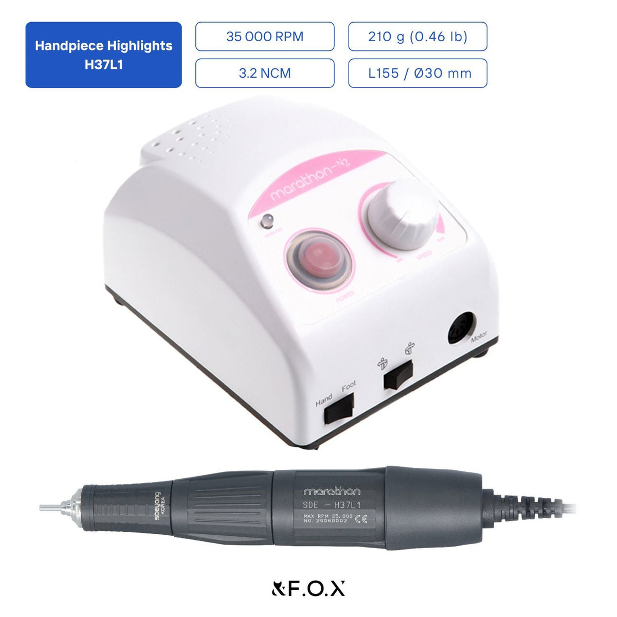 Saeyang Marathon N2 + H37L1 35k RPM - Original E-File Nail Drill Machine