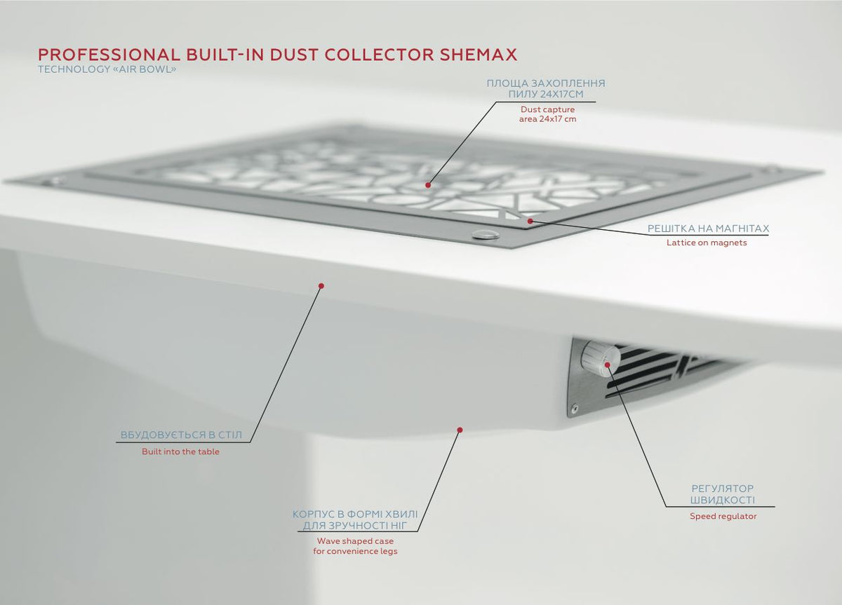 New Shemax Style V-Pro — Built-in table Professional nail dust collector